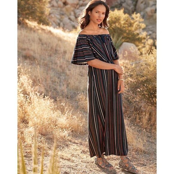 NWT Garnet Hill Off-The-Shoulder Knit Maxi Dress Size M - Picture 1 of 15